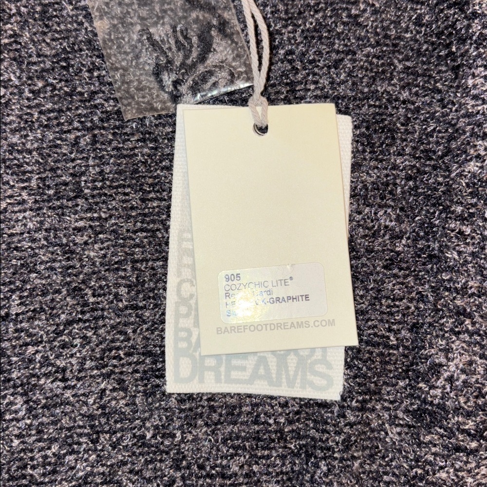 Barefoot Dreams CozyChic Lite Resort Cardi in Black/Graphite - Picture 5 of 7